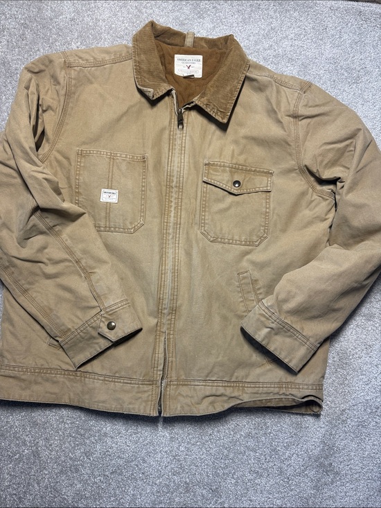 American Eagle Outfitters Other - AMERICAN EAGLE MENS XL KHAKI CANVAS CHORE FIELD JACKET COAT CORDUROY COLLAR WORK